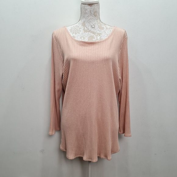 Eileen Fisher Tencel Stretch Ridge Ballet Neck Ribbed Top Dune Size XL - Picture 5 of 15